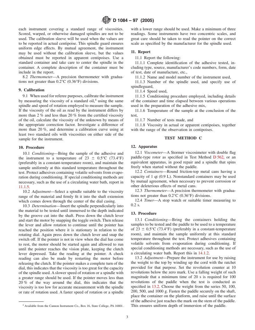 ASTM D1084-97(2005) - Standard Test Methods for Viscosity of Adhesives