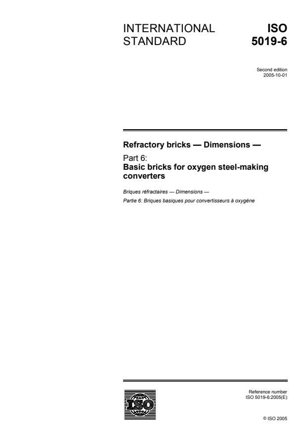 ISO 5019-6:2005 - Refractory bricks -- Dimensions