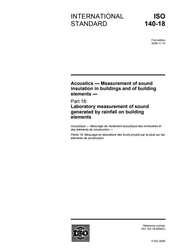 ISO 140-18:2006 - Acoustics -- Measurement of sound insulation in buildings and of building elements