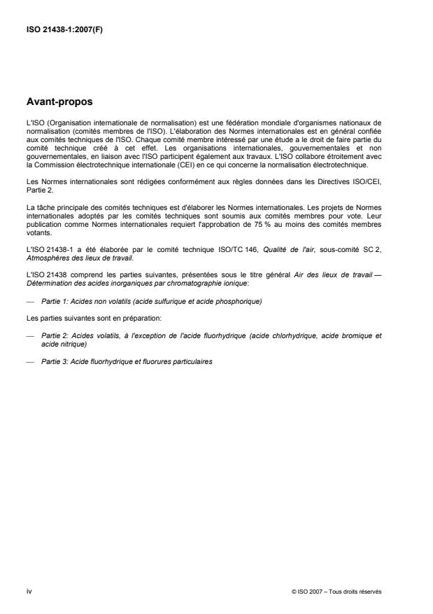 ISO 21438-1:2007 ISO 21438-1:2007 - Air des lieux de travail -- Détermination des acides inorganiques par chromatographie ionique - Page 4 preview