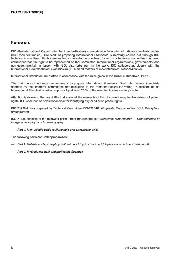 ISO 21438-1:2007 ISO 21438-1:2007 - Workplace atmospheres -- Determination of inorganic acids by ion chromatography - Page 4 preview