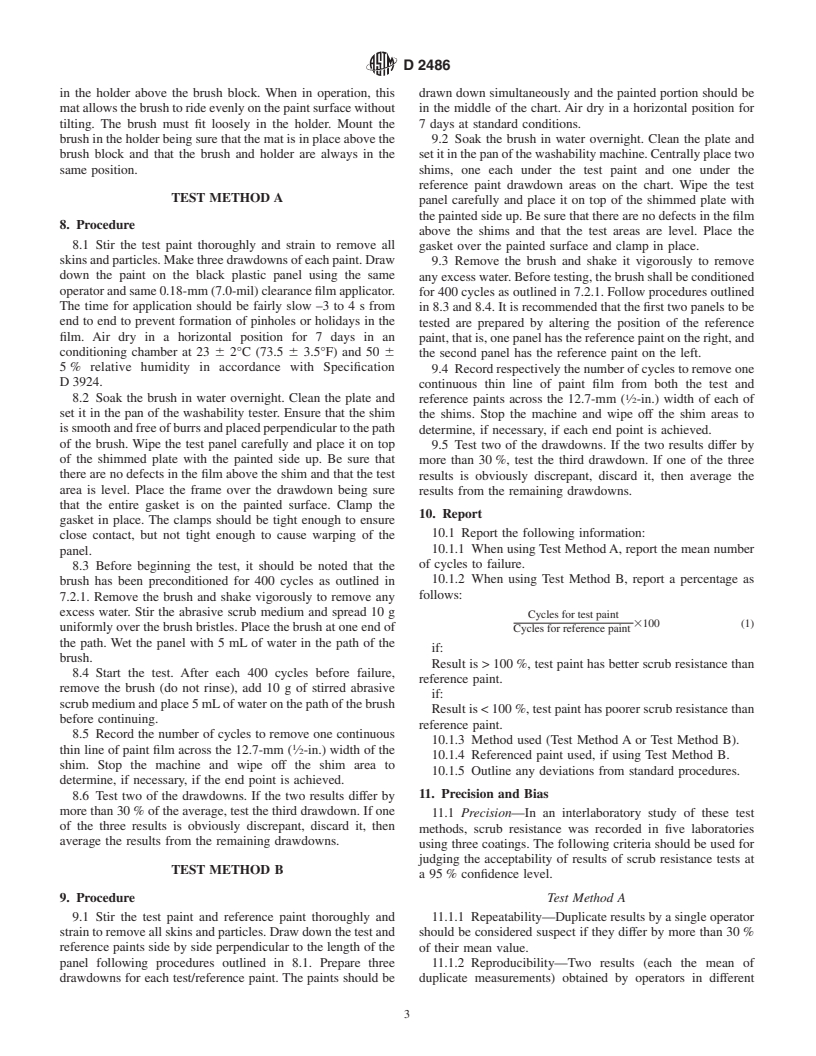 ASTM D2486-00 - Standard Test Methods for Scrub Resistance of Wall Paints