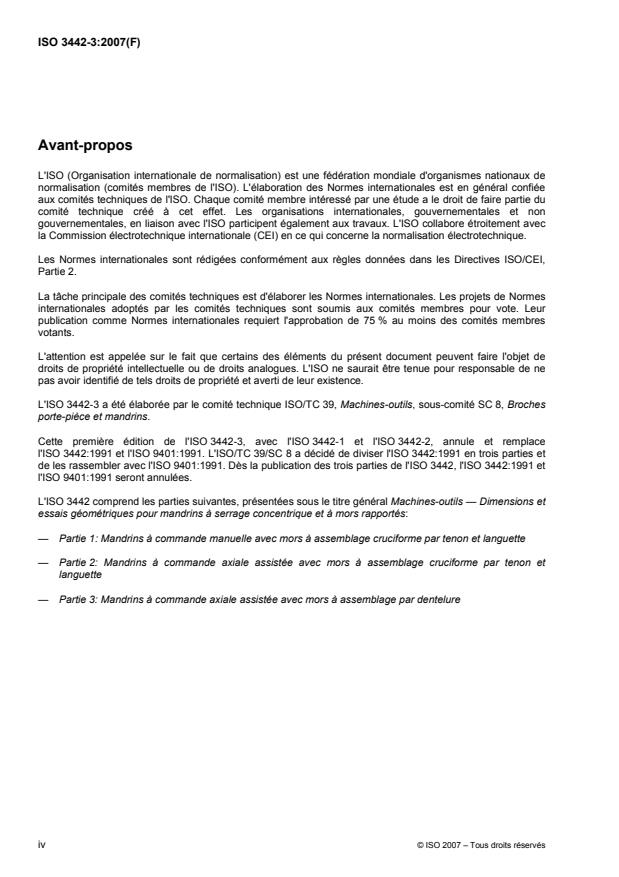 ISO 3442-3:2007 ISO 3442-3:2007 - Machines-outils -- Dimensions et essais géométriques pour mandrins a serrage concentrique et a mors rapportés - Page 4 preview