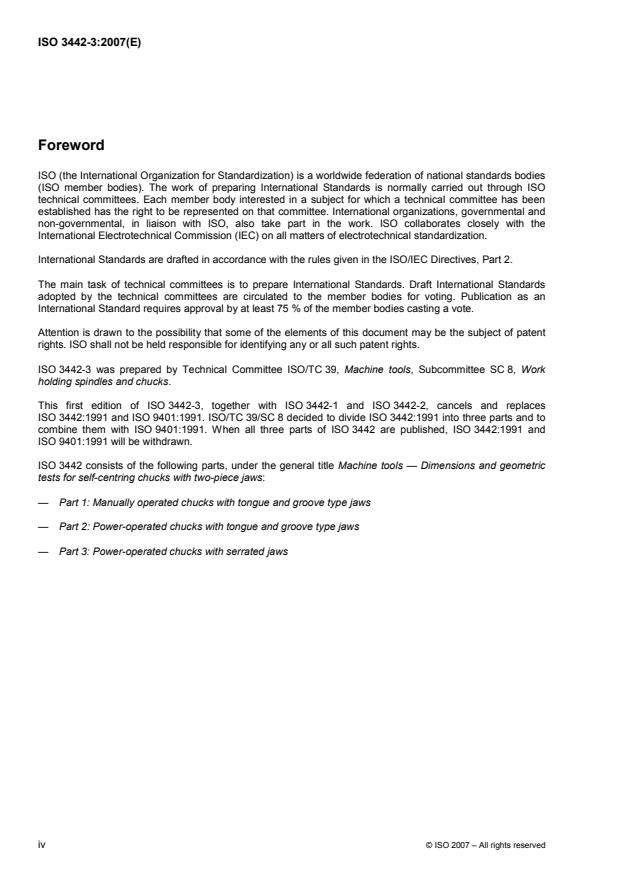 ISO 3442-3:2007 ISO 3442-3:2007 - Machine tools -- Dimensions and geometric tests for self-centring chucks with two-piece jaws - Page 4 preview