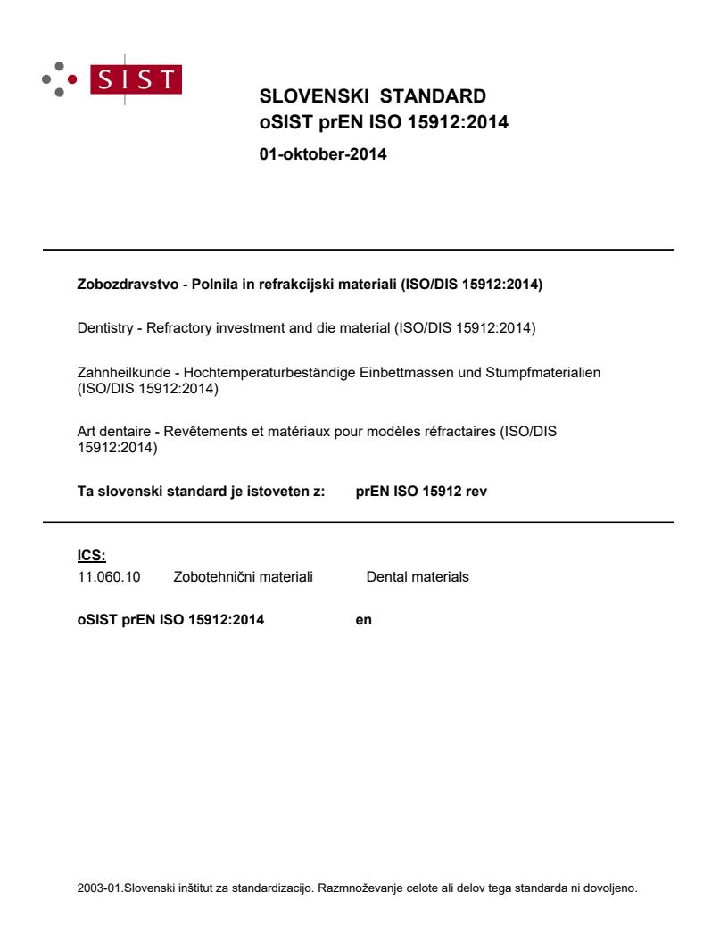 prEN ISO 15912:2014 - BARVE