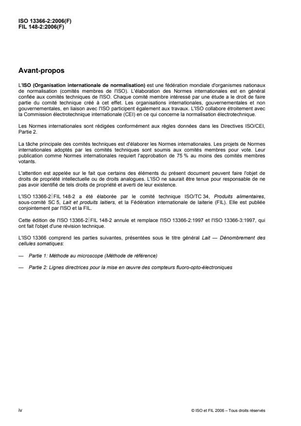 ISO 13366-2:2006 ISO 13366-2:2006 - Lait -- Dénombrement des cellules somatiques - Page 4 preview