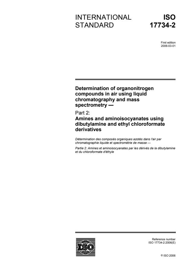 ISO 17734-2:2006 - Determination of organonitrogen compounds in air using liquid chromatography and mass spectrometry