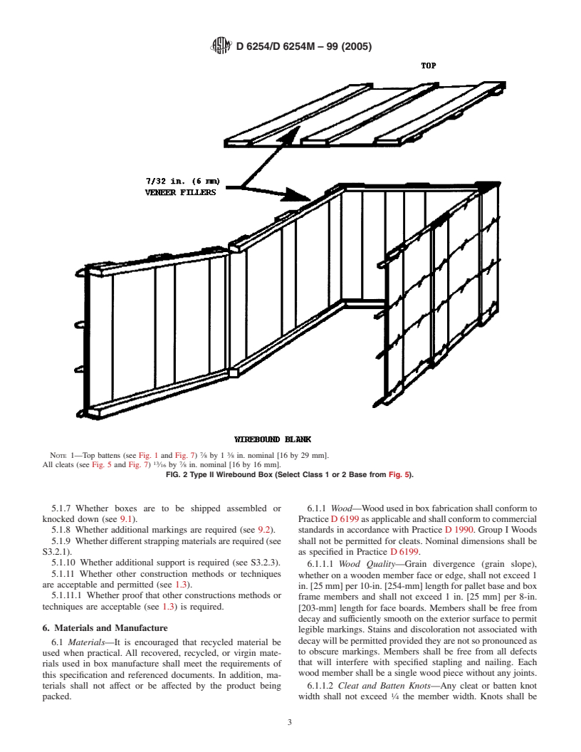 ASTM D6254/D6254M-99(2005) - Standard Specification for Wirebound Pallet-Type Wood Boxes