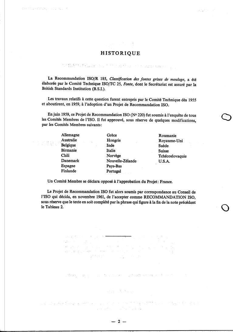 ISO/R 185:1961 ISO/R 185:1961 - Classification of grey cast iron
Released:11/1/1961 - Page 2 preview
