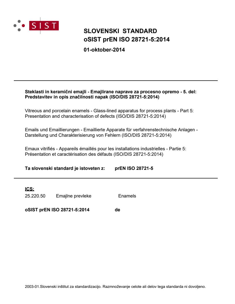 prEN ISO 28721-5:2014 - BARVE