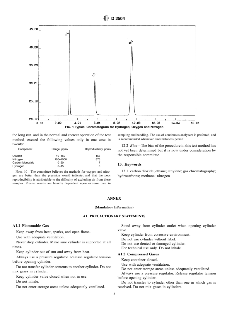 ASTM D2504-88(1998) - Standard Test Method for Noncondensable Gases in C<sub>2</sub> and Lighter Hydrocarbon Products by Gas Chromatography