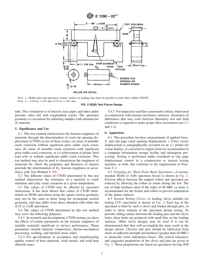 ASTM E1290-02e1 - Standard Test Method for Crack-Tip Opening Displacement (CTOD) Fracture Toughness Measurement