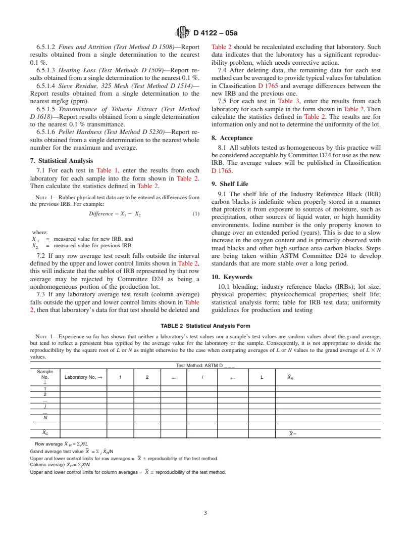 ASTM D4122-05a - Standard Practice for Carbon Black&#8212;Evaluation of an Industry Reference Black