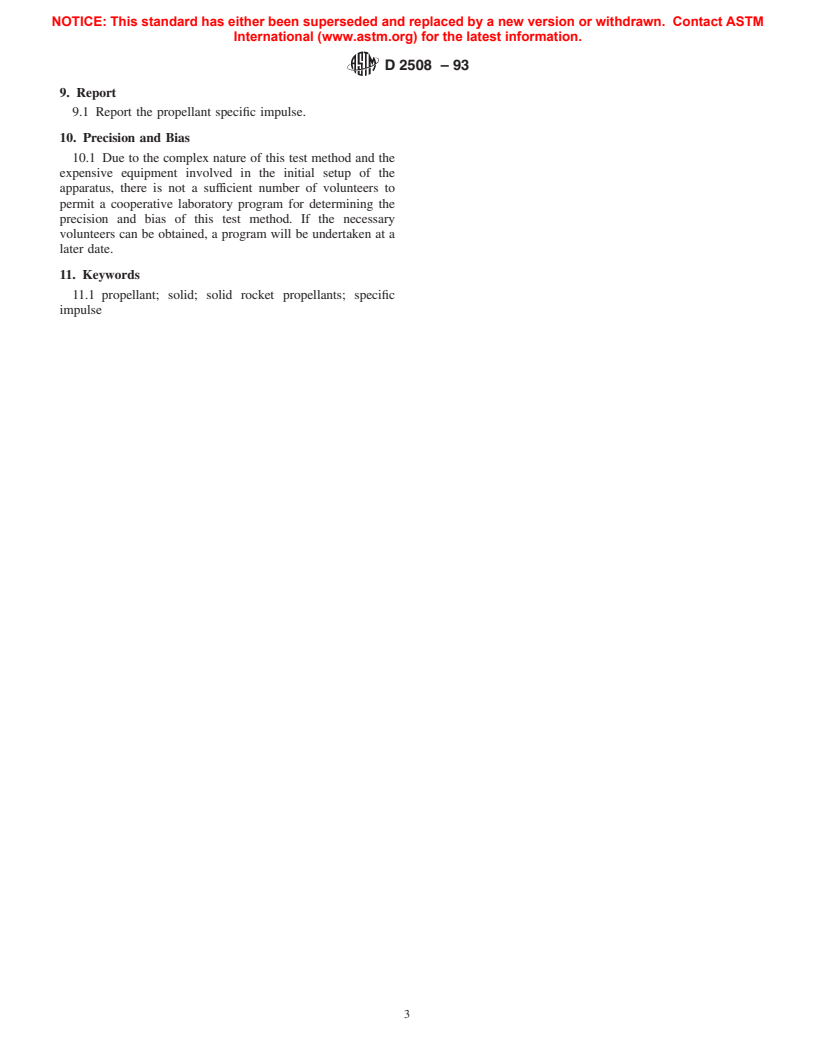 ASTM D2508-93 - Standard Test Method for Solid Rocket Propellant Specific Impulse Measurements