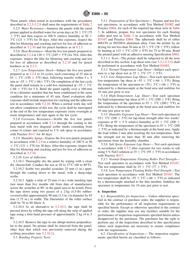 ASTM E866-05 - Standard Specification for Corrosion-Inhibiting Adhesive Primer for Aluminum Alloys to Be Adhesively Bonded in Honeycomb Shelter Panels