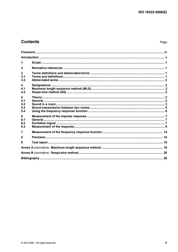 ISO 18233:2006 - Acoustics -- Application of new measurement methods in building and room acoustics