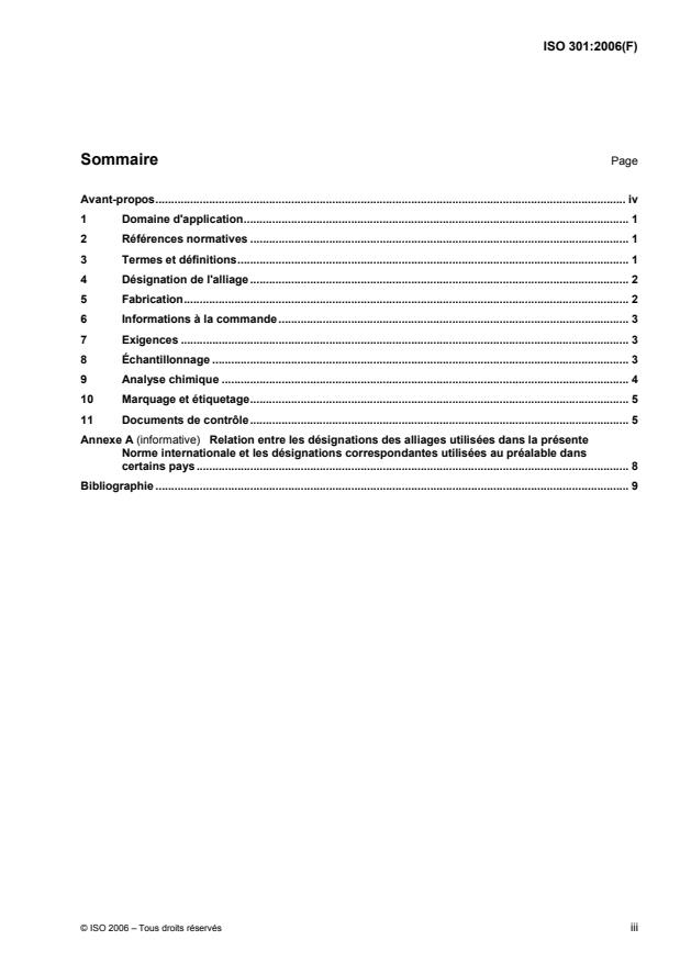 ISO 301:2006 - Alliages de zinc en lingots destinés a la fonderie