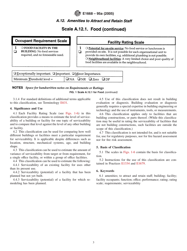 ASTM E1668-95a(2005) - Standard Classification for Serviceability of an Office Facility for Amenities to Attract and Retain Staff