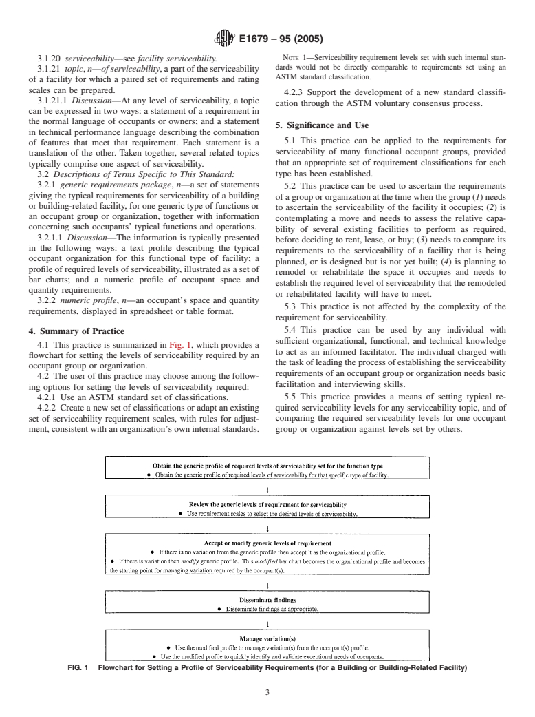 ASTM E1679-95(2005) - Standard Practice for Setting the Requirements for the Serviceability of a Building or Building-Related Facility