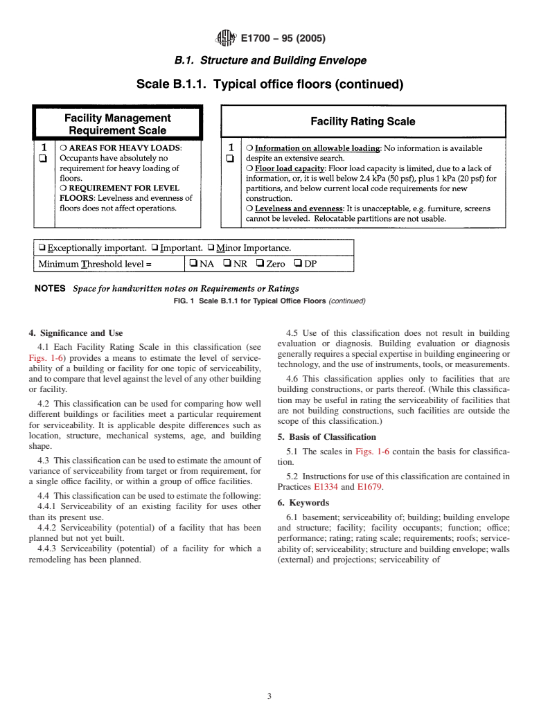 ASTM E1700-95(2005) - Standard Classification for Serviceability of an Office Facility for Structure and Building Envelope