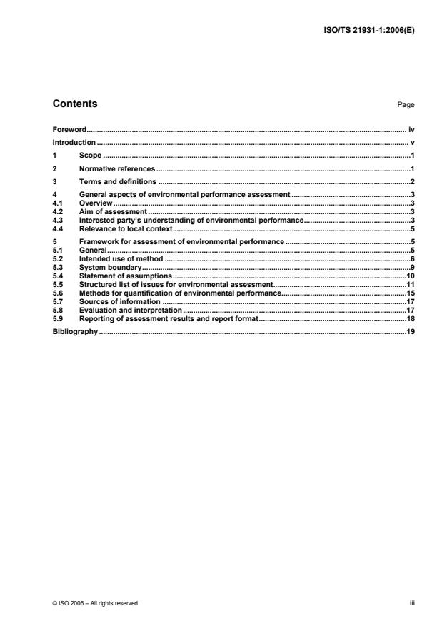 ISO/TS 21931-1:2006 - Sustainability in building construction -- Framework for methods of assessment for environmental performance of construction works