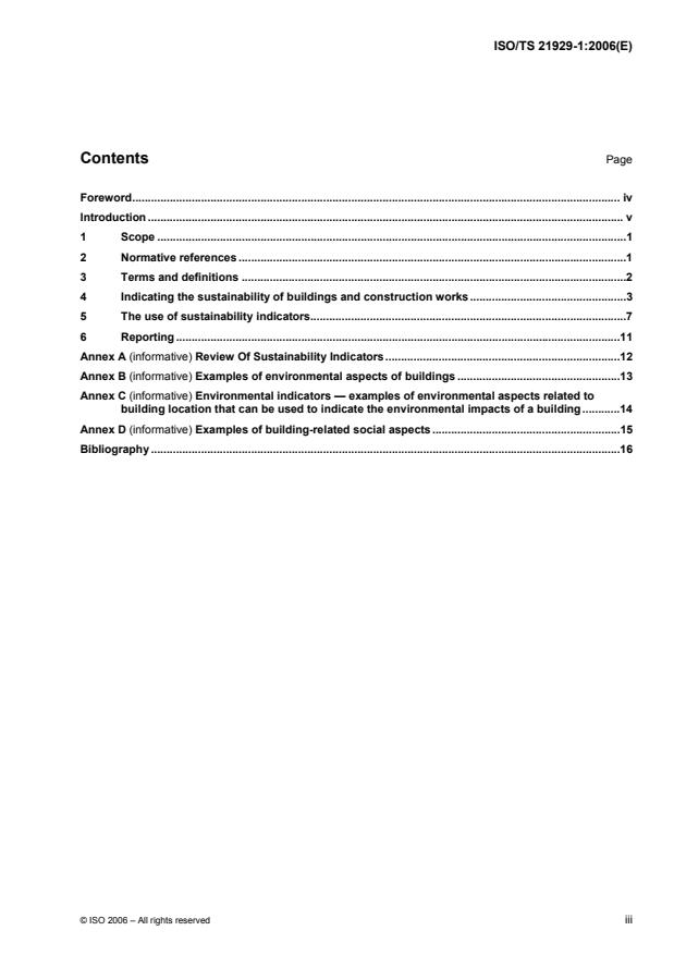 ISO/TS 21929-1:2006 - Sustainability in building construction -- Sustainability indicators