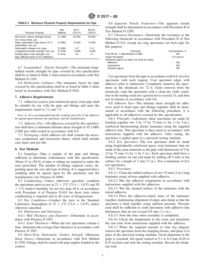 ASTM D2517-00 - Standard Specification for Reinforced Epoxy Resin Gas Pressure Pipe and Fittings