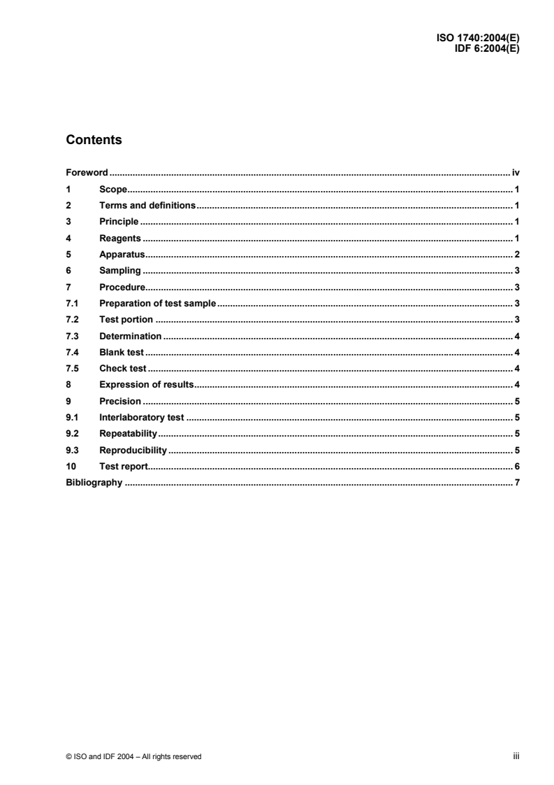 ISO 1740:2004 - Milkfat products and butter — Determination of fat acidity (Reference method)
Released:11/25/2004