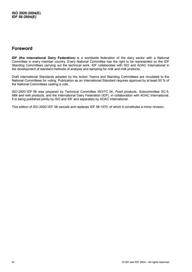 ISO 2920:2004 ISO 2920:2004 - Whey cheese -- Determination of dry matter (Reference method) - Page 4 preview