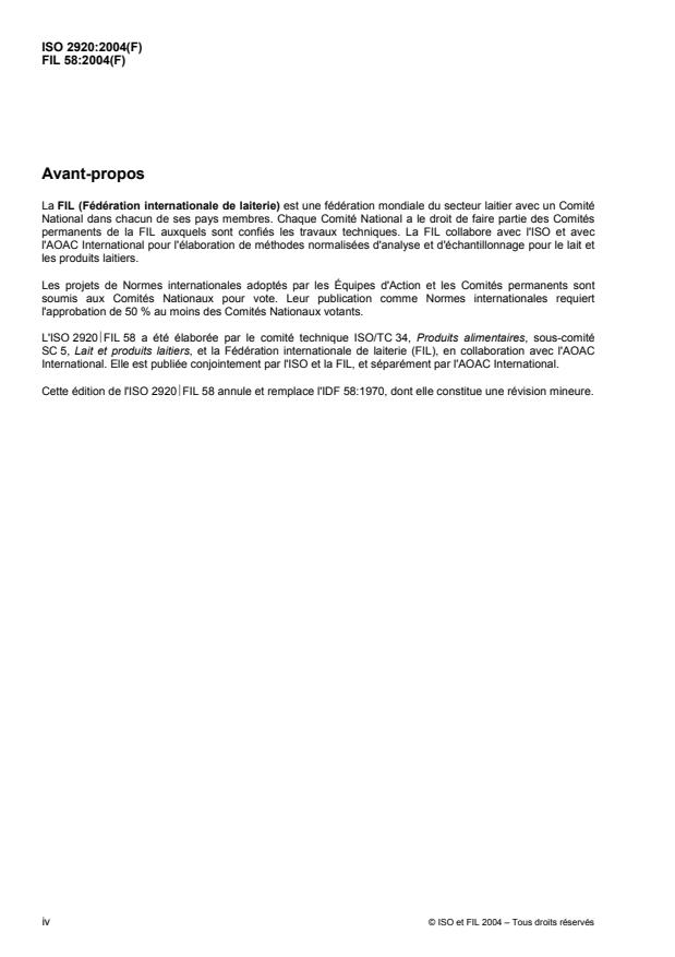 ISO 2920:2004 ISO 2920:2004 - Fromage de sérum -- Détermination de la matiere seche (Méthode de référence) - Page 4 preview