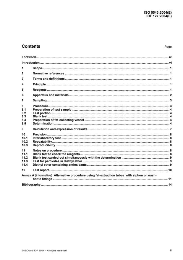 ISO 5543:2004 - Caseins and caseinates -- Determination of fat content -- Gravimetric method (Reference method)