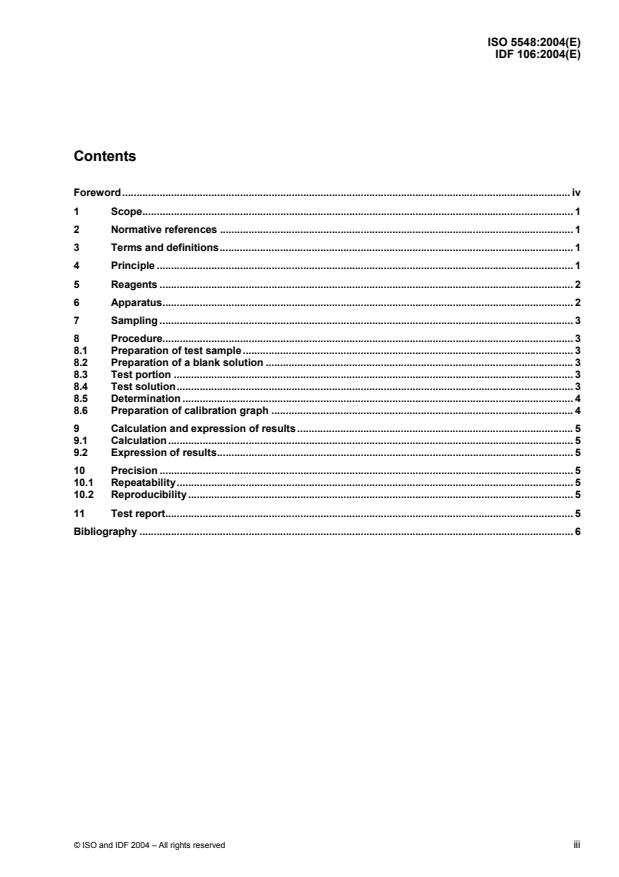 ISO 5548:2004 - Caseins and caseinates -- Determination of lactose content -- Photometric method