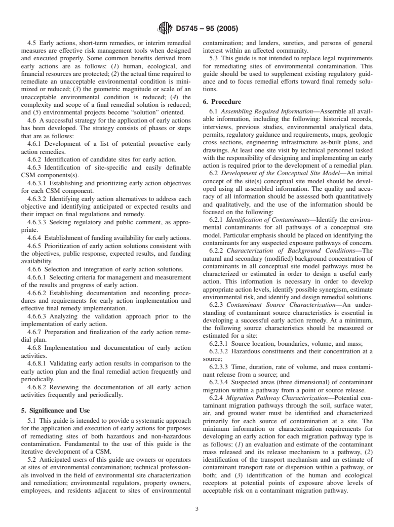 ASTM D5745-95(2005) - Standard Guide for Developing and Implementing Short-Term Measures or Early Actions for Site Remediation