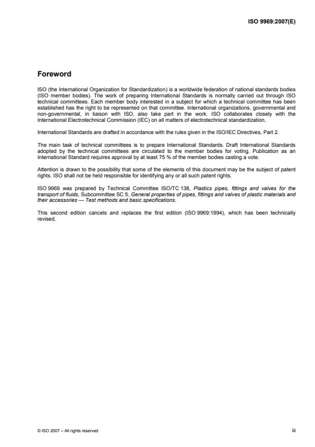 ISO 9969:2007 - Thermoplastics pipes -- Determination of ring stiffness