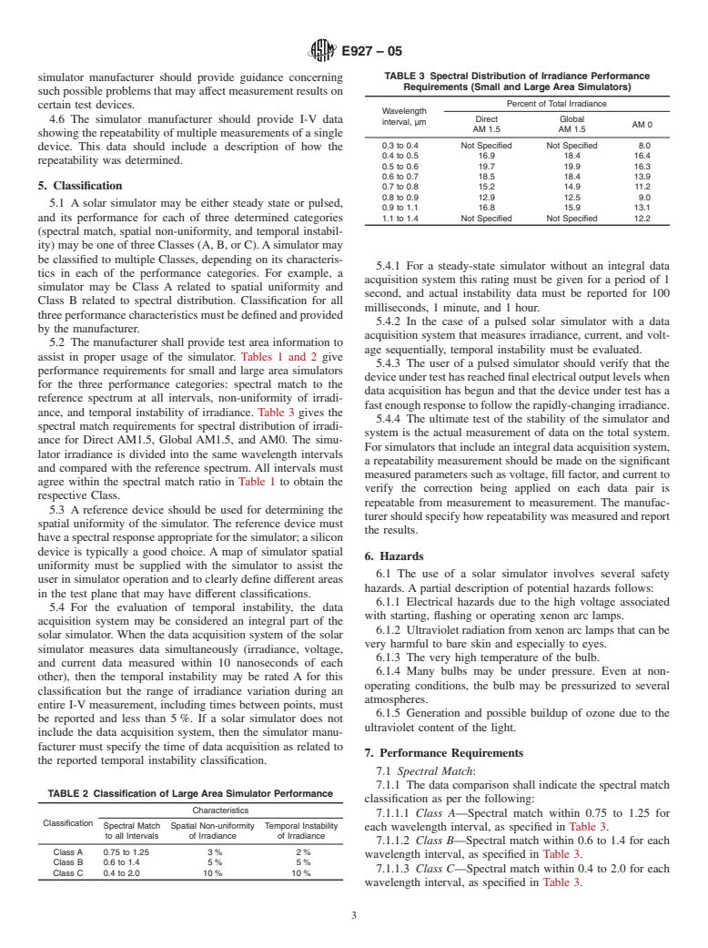 ASTM E927-05 - Standard Specification for Solar Simulation for Terrestrial Photovoltaic Testing