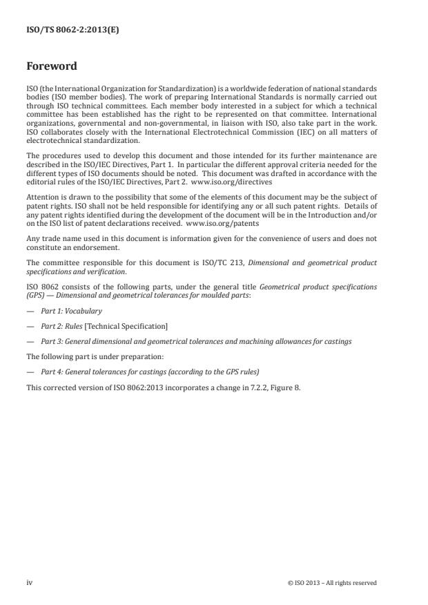 ISO/TS 8062-2:2013 ISO/TS 8062-2:2013 - Geometrical product specifications (GPS) -- Dimensional and geometrical tolerances for moulded parts - Page 4 preview