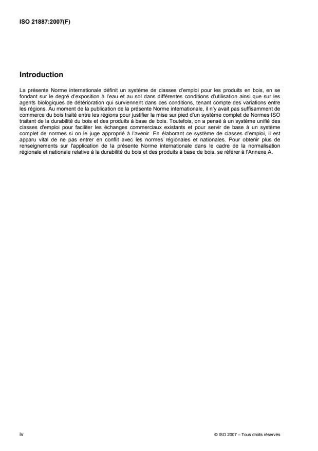 ISO 21887:2007 ISO 21887:2007 - Durabilité du bois et des produits a base de bois -- Classes d'emploi - Page 4 preview