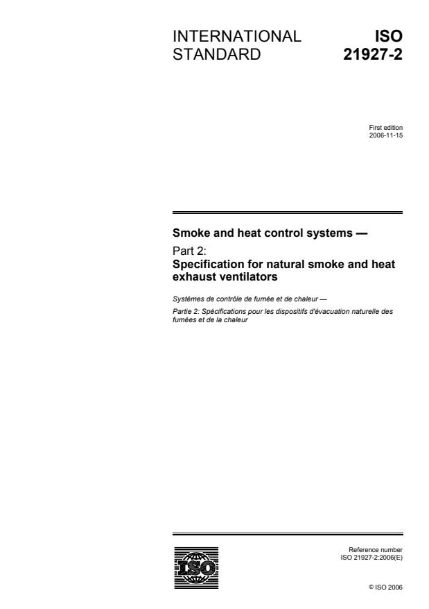 ISO 21927-2:2006 - Smoke and heat control systems