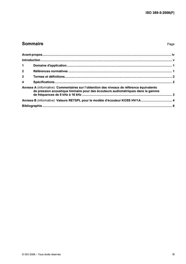 ISO 389-5:2006 - Acoustique -- Zéro de référence pour l'étalonnage d'équipements audiométriques