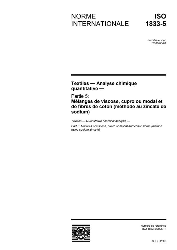 ISO 1833-5:2006 - Textiles -- Analyse chimique quantitative