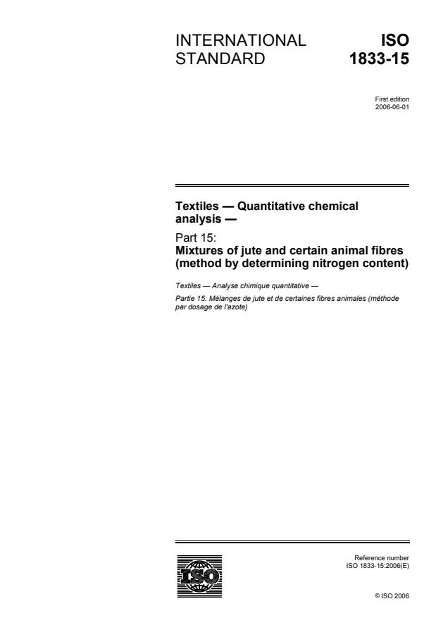 ISO 1833-15:2006 - Textiles -- Quantitative chemical analysis