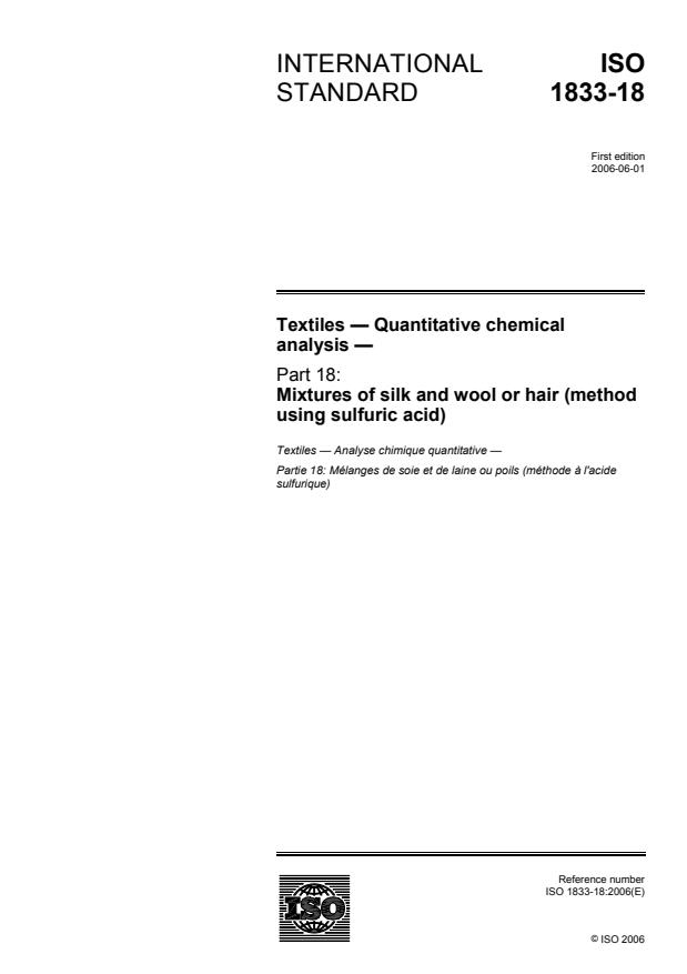ISO 1833-18:2006 - Textiles -- Quantitative chemical analysis
