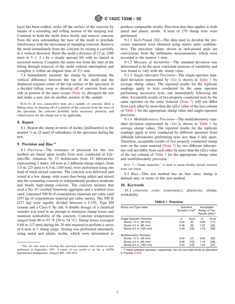 ASTM C143/C143M-05 - Standard Test Method for Slump of Hydraulic Cement Concrete