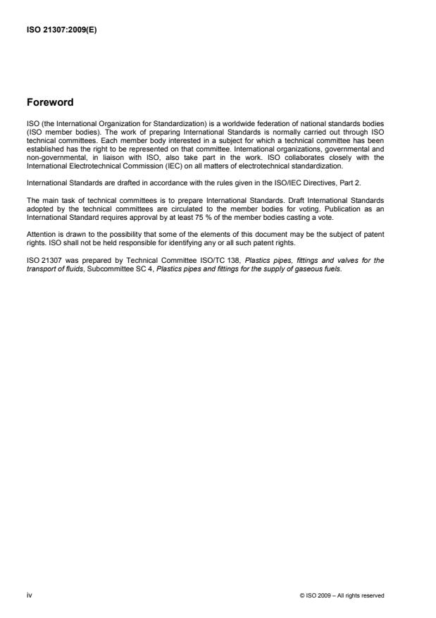 ISO 21307:2009 ISO 21307:2009 - Plastics pipes and fittings -- Butt fusion jointing procedures for polyethylene (PE) pipes and fittings used in the construction of gas and water distribution systems - Page 4 preview