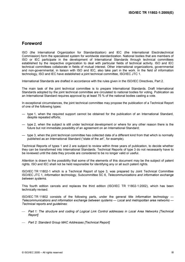 ISO/IEC TR 11802-1:2005 - Information technology -- Telecommunications and information exchange between systems -- Local and metropolitan area networks -- Technical reports and guidelines