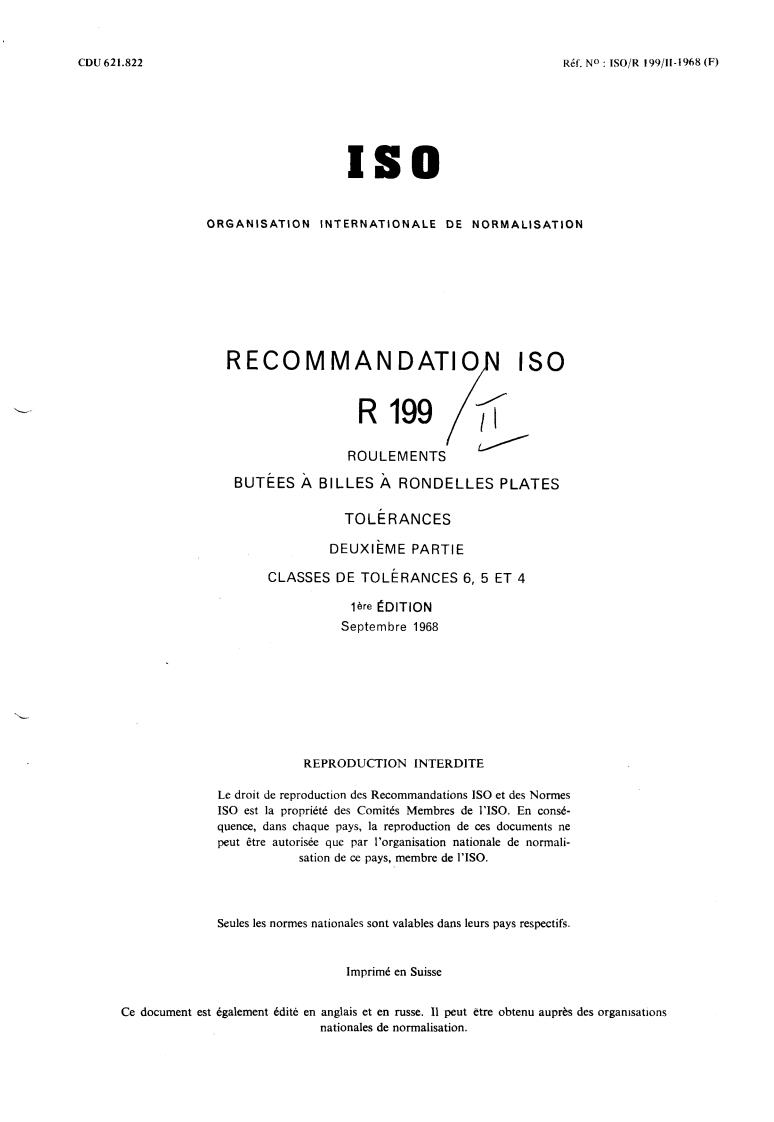ISO/R 199-2:1968 - Withdrawal of ISO/R 199-1968
Released:9/1/1968