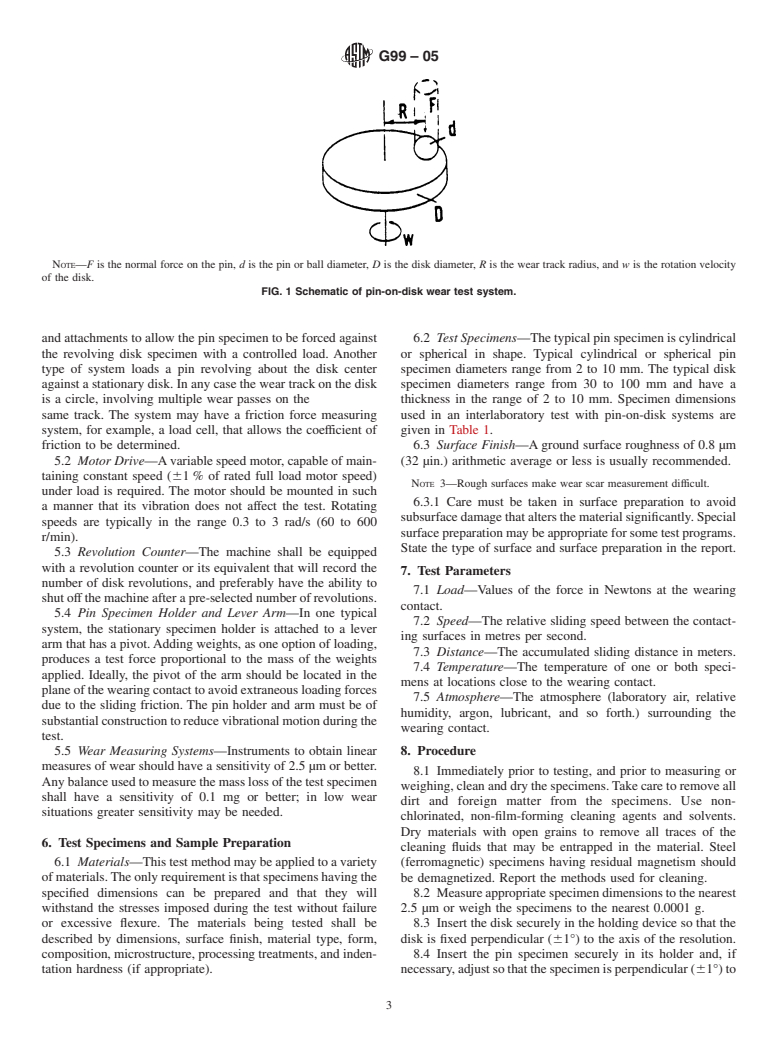 ASTM G99-05 - Standard Test Method for Wear Testing with a Pin-on-Disk Apparatus