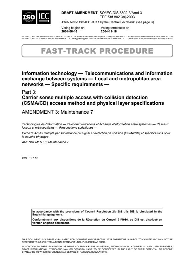 ISO/IEC 8802-3/PDAM 3 - Maintenance 7