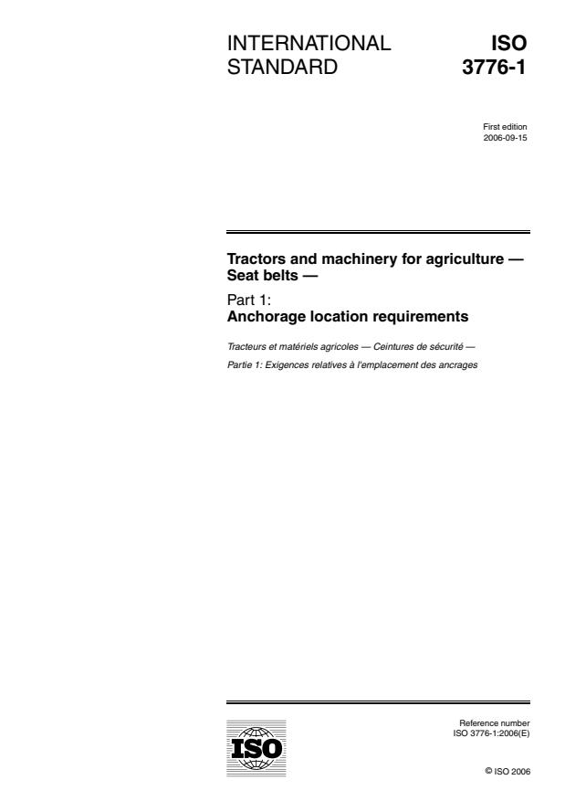 ISO 3776-1:2006 - Tractors and machinery for agriculture -- Seat belts