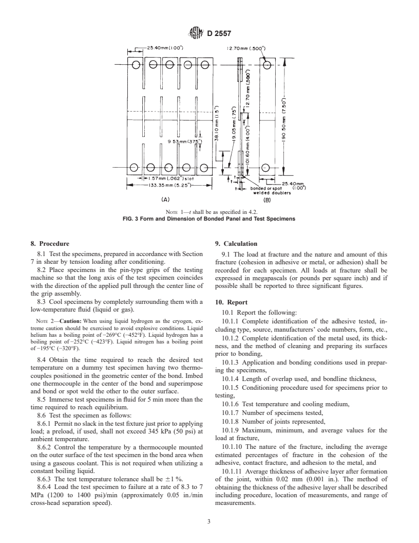 ASTM D2557-98 - Standard Test Method for Tensile-Shear Strength of Adhesives in the Subzero Temperature Range from -267.8 to -55&#176C (-450 to -67&#176F)